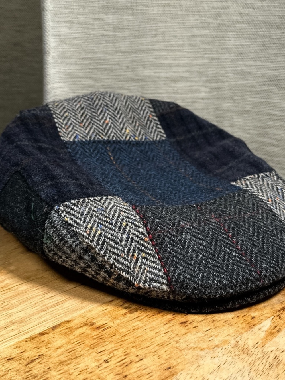 Mucros Weavers Workshop Wool Patchwork Trinity Newsboy Cap Hat Mens XL